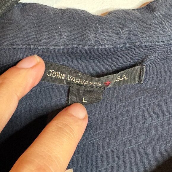 John Varvatos navy blue collared long sleeve top - Picture 3 of 5